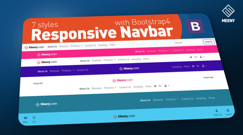7 styles Responsive Navbar with Bootstrap 4, HTML5 & CSS3