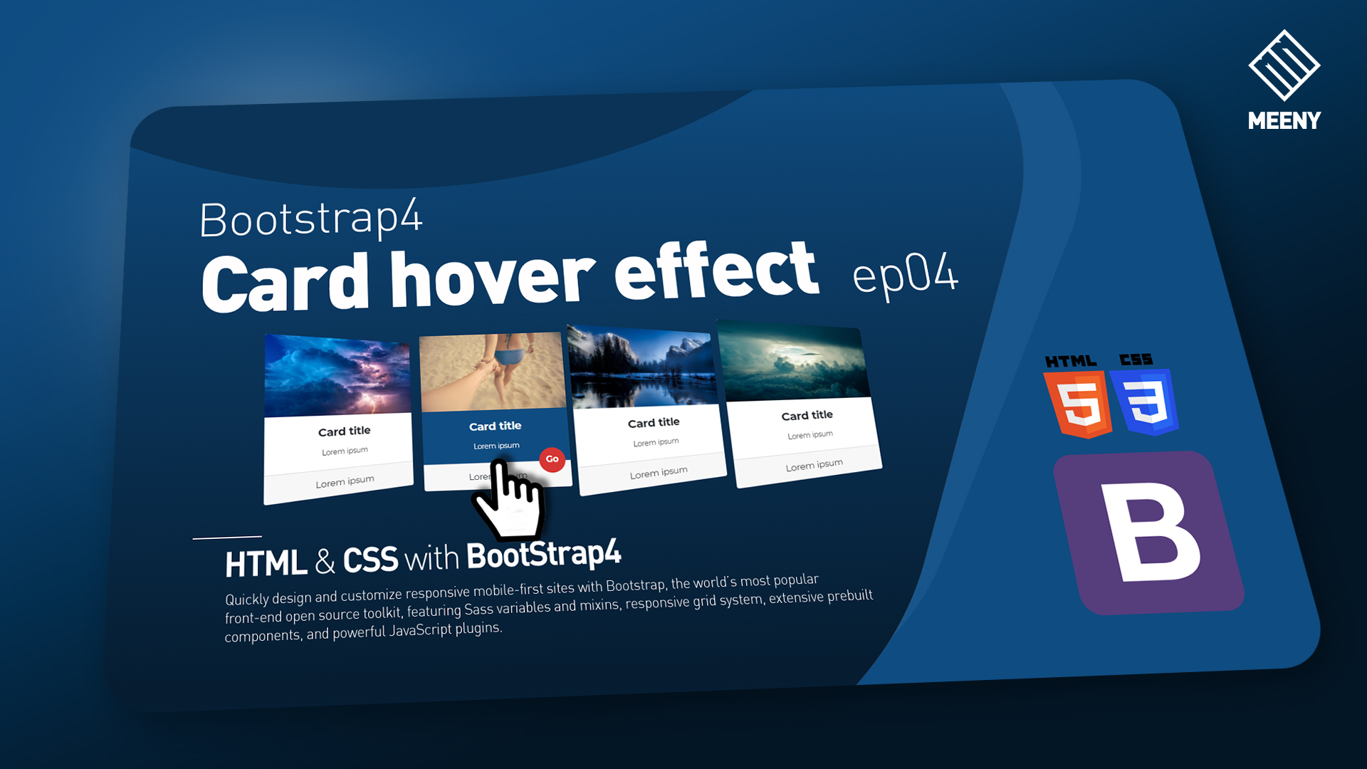 Card hover effect ep04 – Bootstrap4 – Meeny